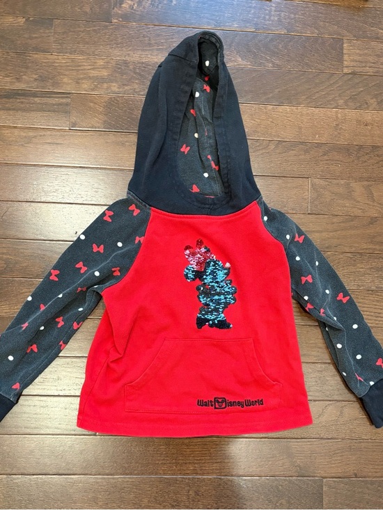 Disney Other - Disney World Minnie Mouse Flip Sequin Hoodie Pullover Girls Size XS